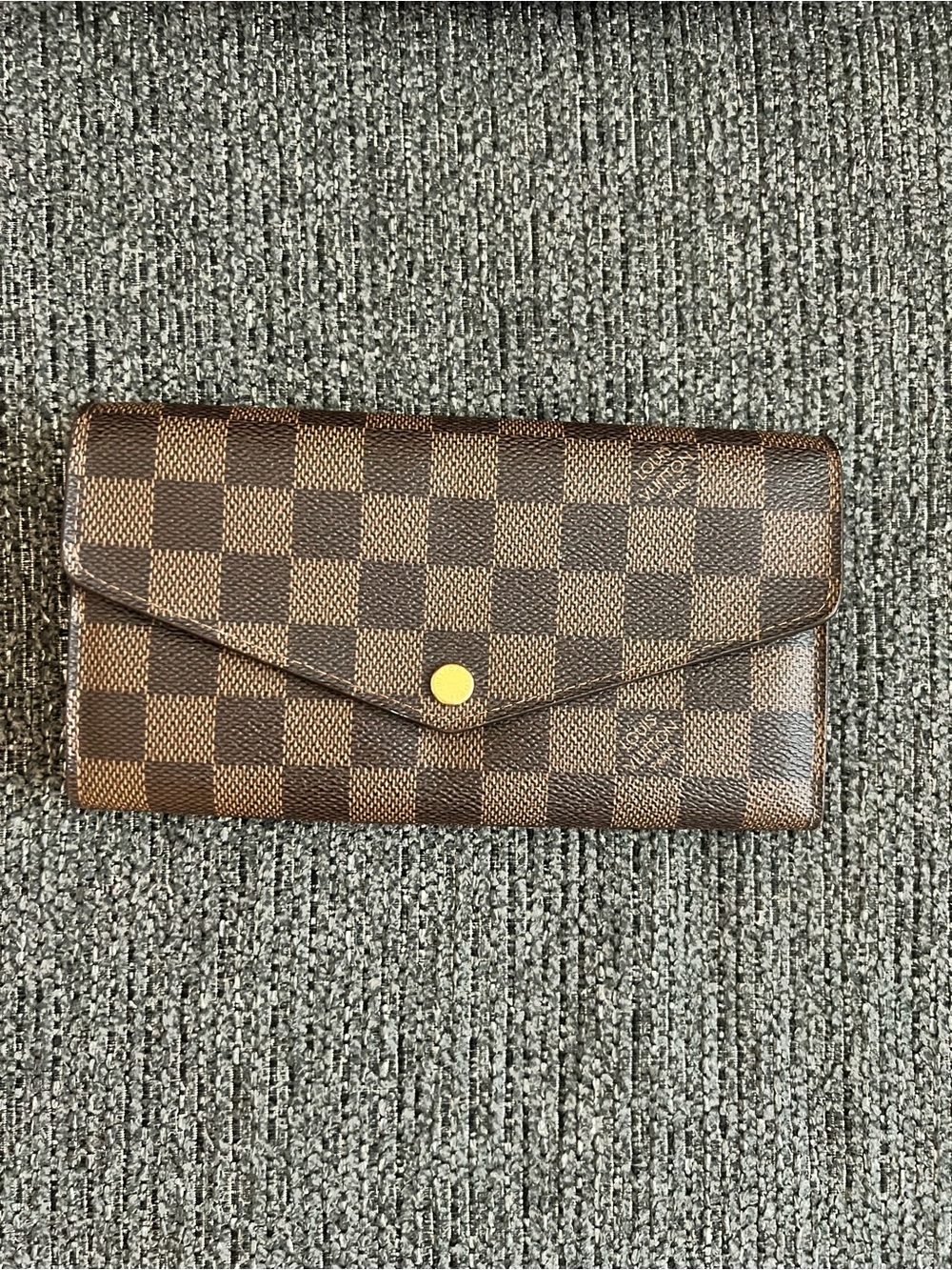 Louis Vuitton Brown Damier Envelope Wallet with Gold Snap